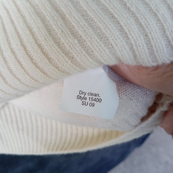 J CREW Sweater Womens 100% Cashmere Argyle Raw Edge Chiffon Trim Y2K Luxury Sz M - Picture 5 of 6